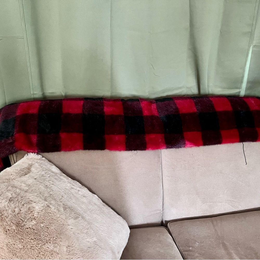Buffalo Plaid Faux Fur Runner for Bed, couch, table, fireplace Christmas
